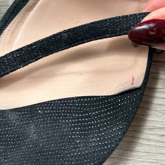 Stuart Weitzman Black Textured Leather Nudist Heeled Sandals - Picture 6 of 10